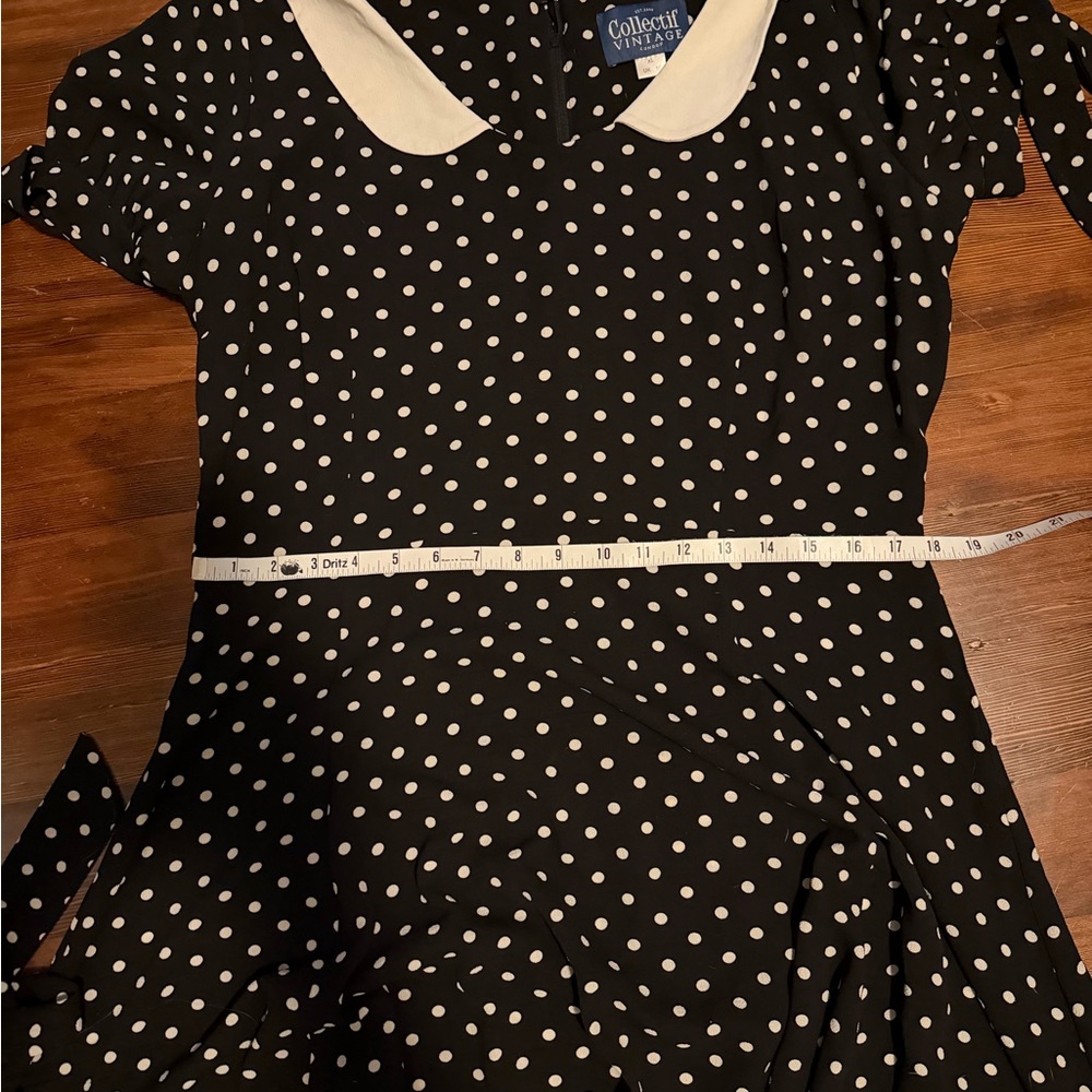 Collectif Black and White Polka Dot Midi Dress from Unique Vintage, XL - Picture 6 of 8